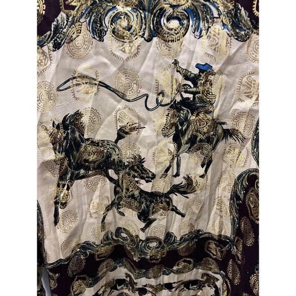 Metallic Silk by P.E.K imports Cowboy Horses Multi Color size Mens XL VINTAGE - Picture 10 of 16